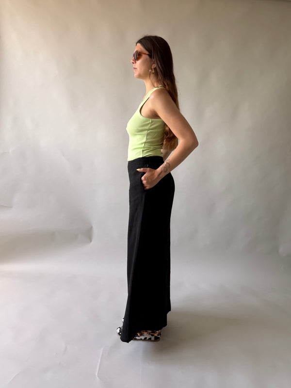 REBEL YELL - PANTALONE IN LINO NERO