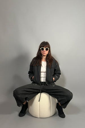 REBEL REBEL - GIUBBINO IN JEANS NERO