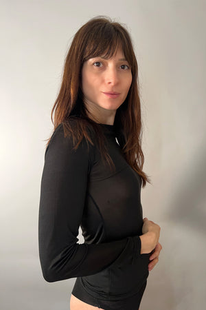 BECAUSE THE NIGHT - T-SHIRT MANICHE LUNGHE 100% SETA