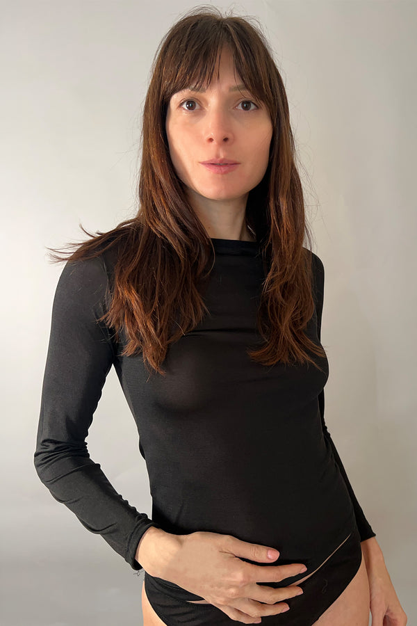 BECAUSE THE NIGHT - T-SHIRT MANICHE LUNGHE 100% SETA