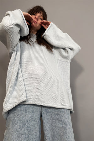 BLUE SKY - MAGLIONE AZZURRO IN COTONE BIOLOGICO