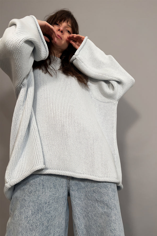 BLUE SKY - MAGLIONE AZZURRO IN COTONE BIOLOGICO