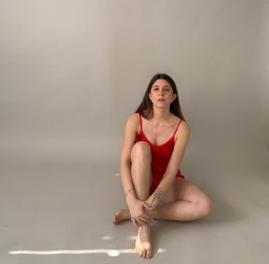 ROXANNE - SET INTIMO 100% SETA ROSSA