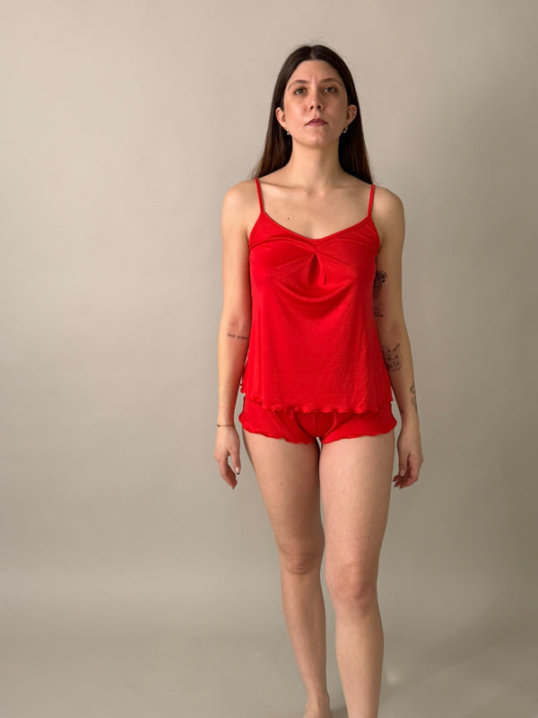 ROXANNE - SET INTIMO 100% SETA ROSSA