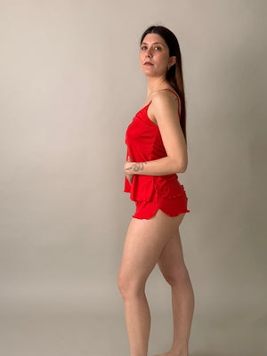ROXANNE - SET INTIMO 100% SETA ROSSA