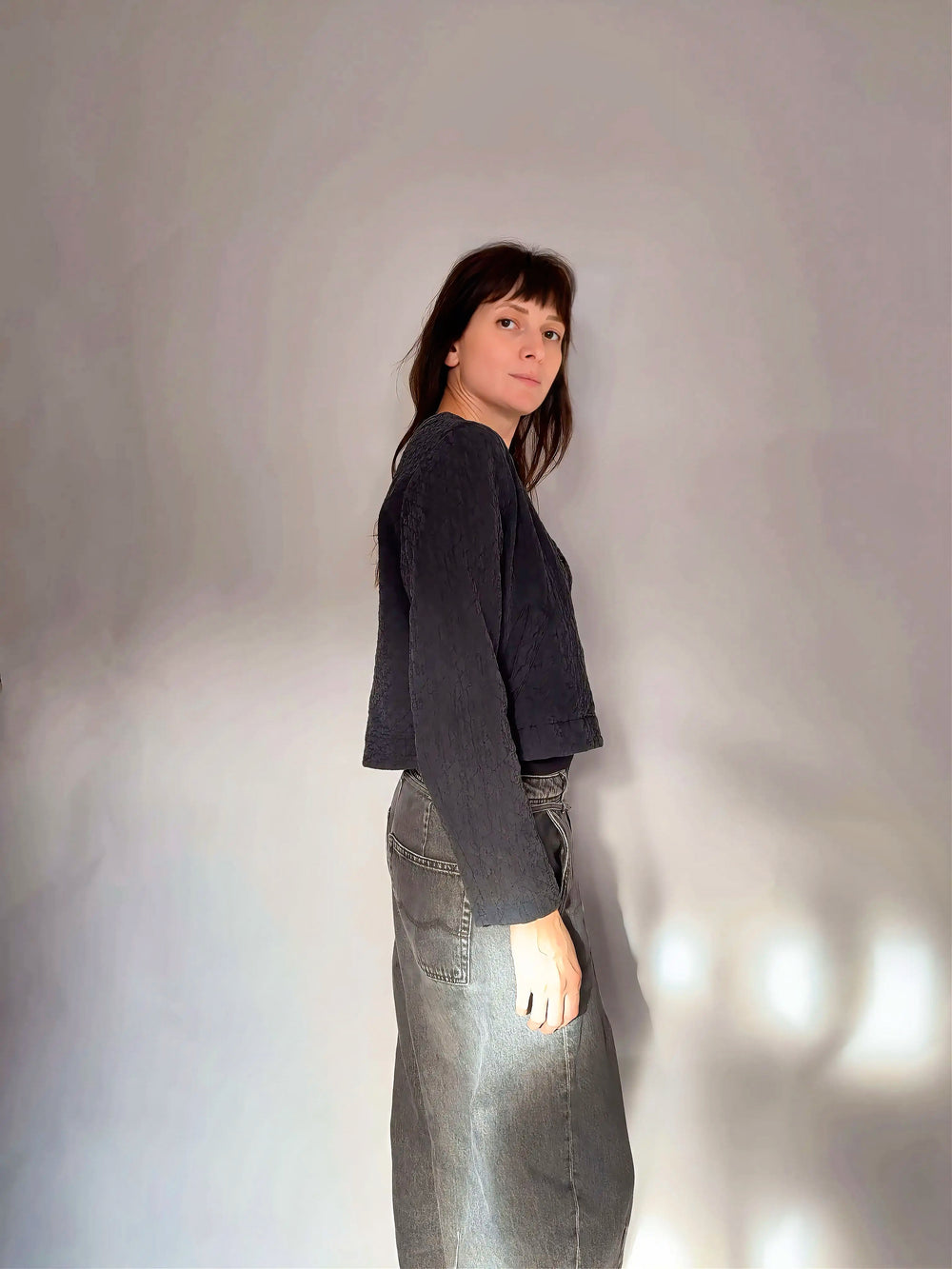 POLLY - GIACCA NERA IN SETA
