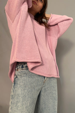PINK MOON - MAGLIONE ROSA IN COTONE BIOLOGICO