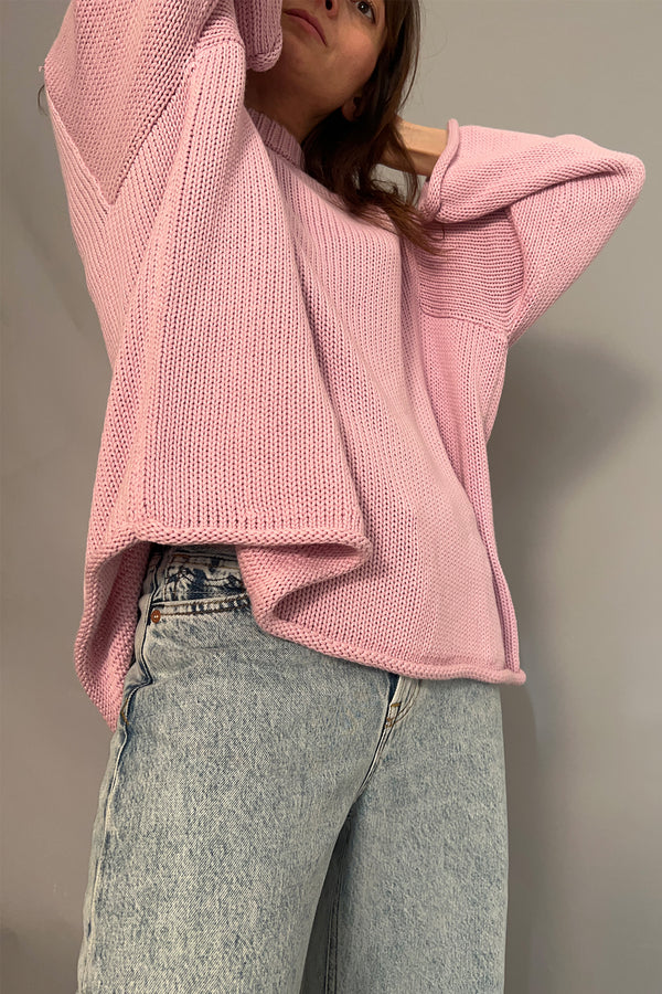 PINK MOON - MAGLIONE ROSA IN COTONE BIOLOGICO